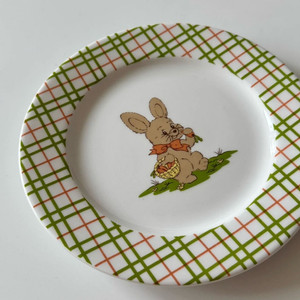 귀여운 당근 토끼 그림 접시 (새상품)