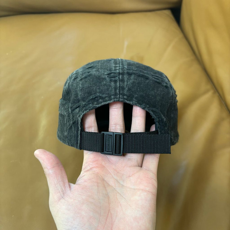 슈프림 캠프캡 모자 박스로고 21SS 프레이드 데님 블랙--6