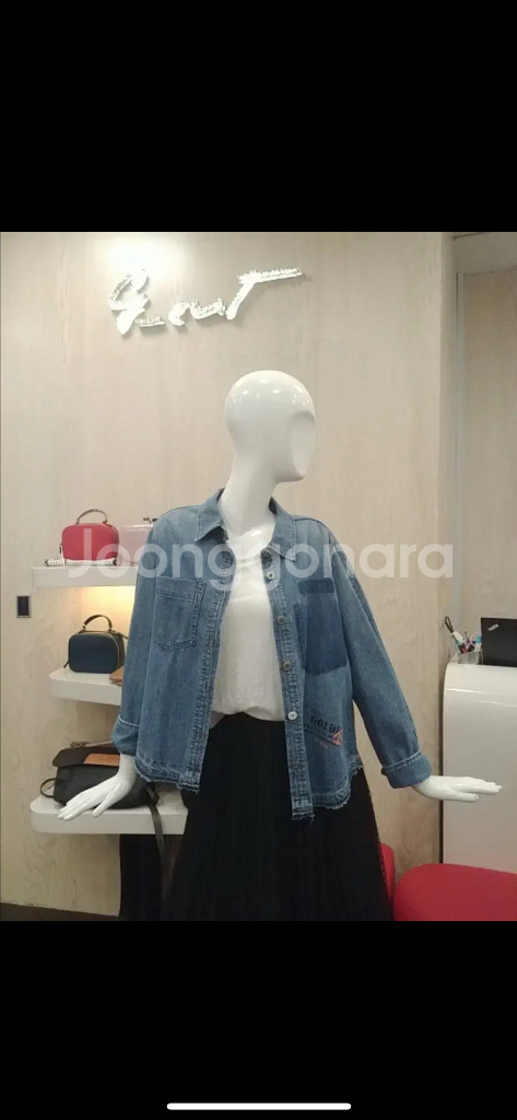 지컷 레터링 데님 셔츠 청 유니크 출근룩 자켓 셔킷 셔켓 gcut 여자--1