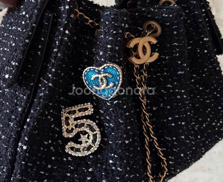 샤넬 빈티지 스타일 브로치 넘버5 블루하트 세트--0