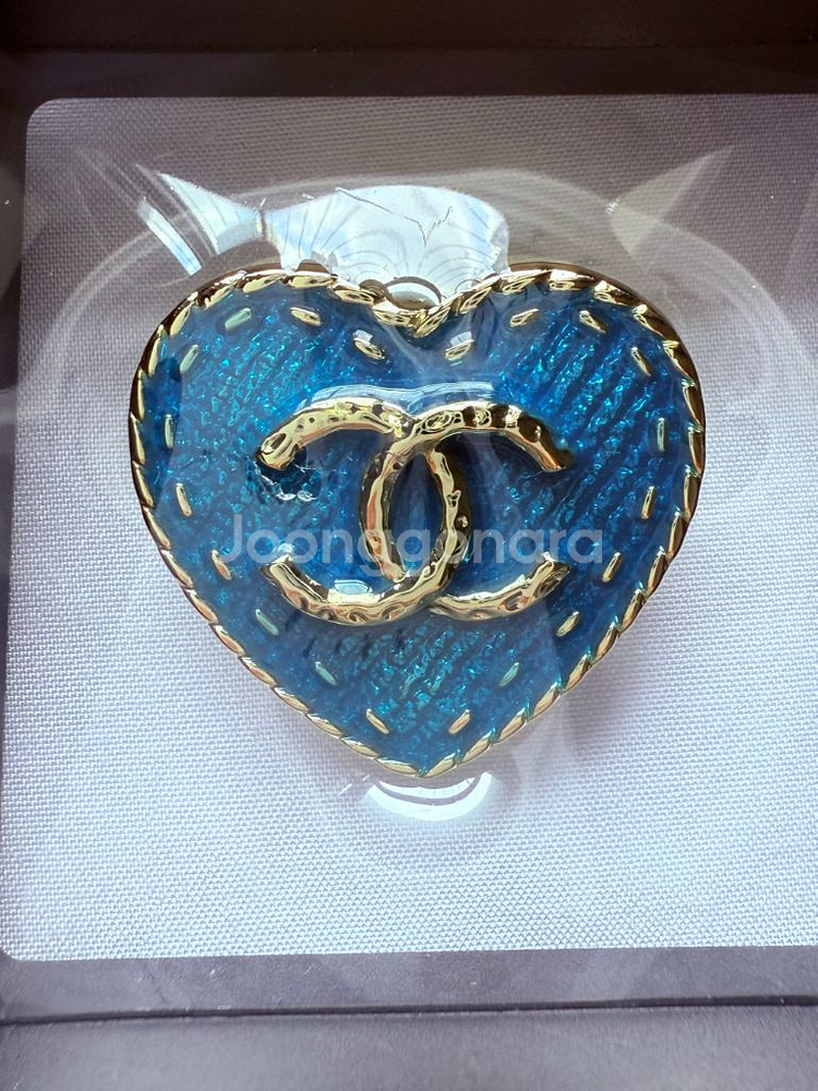 샤넬 빈티지 스타일 브로치 넘버5 블루하트 세트--1