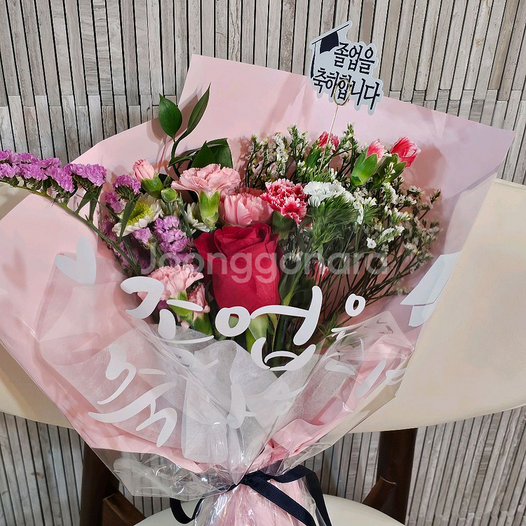졸업 선물 생화꽃다발 핑크 분홍--0