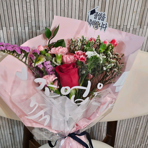 졸업 선물 생화꽃다발 핑크 분홍