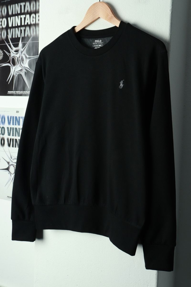 (S-M) 폴로 랄프로렌 맨투맨 티셔츠 블랙 포니--0