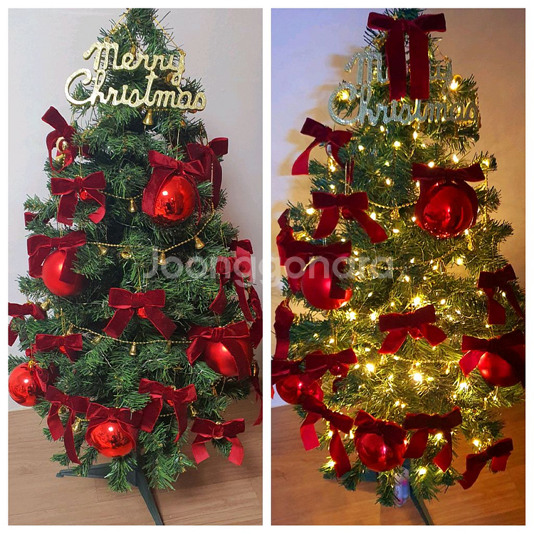 크리스마스 트리, 전구, 리본, 오너먼트, 리스, 가랜드, 모루 장식 등 일괄--0