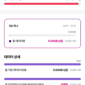 LG데이터 1기가 2000원 2기가 3600원