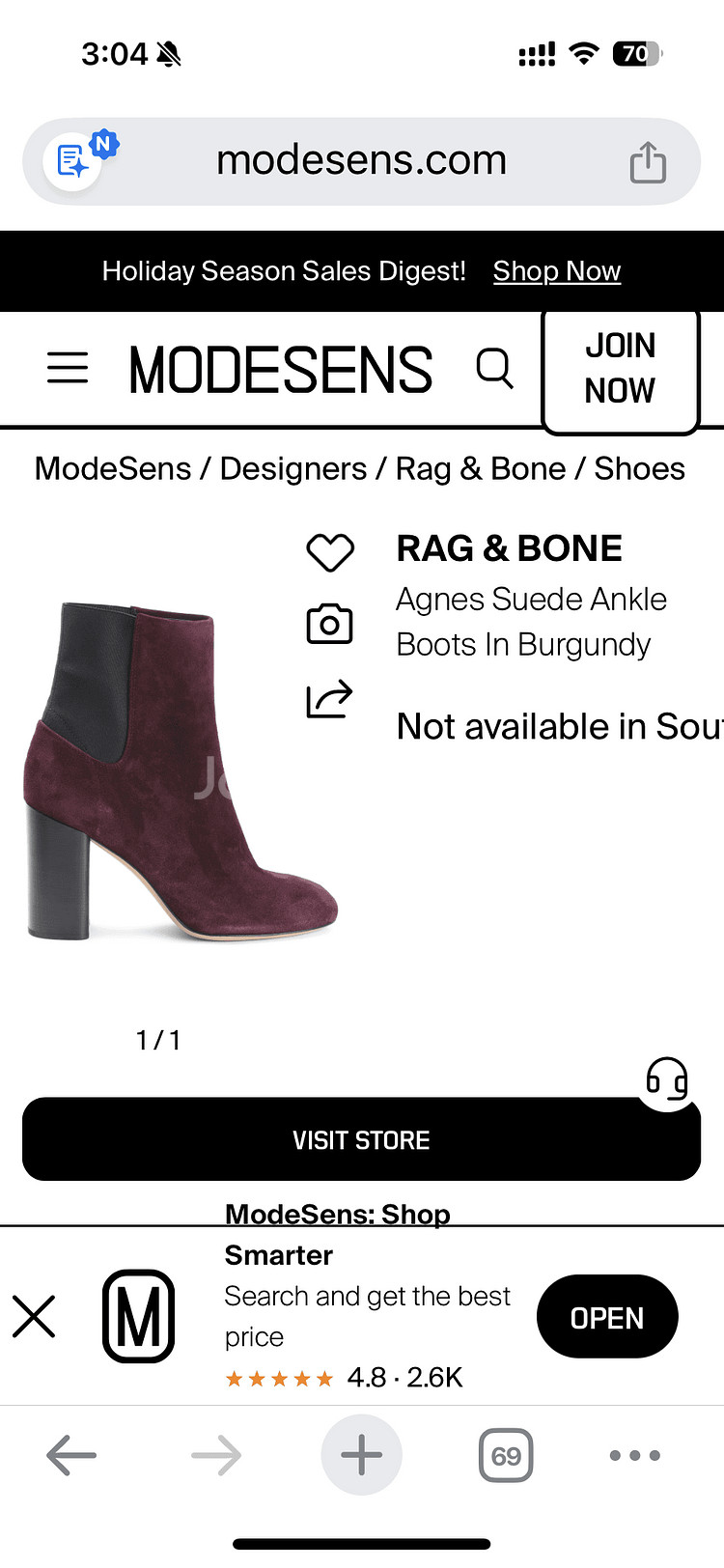 랙앤본 (rag & bone) 스웨이드 앵클부츠--2