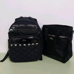 여아 닥스 하트 퀼팅 책가방+보조가방 (신발주머니) 세트