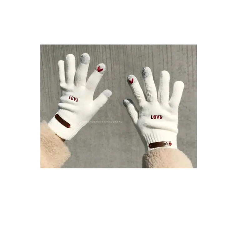 러브 하트 자수 스티치 장갑--0