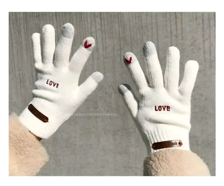 러브 하트 자수 스티치 장갑--1