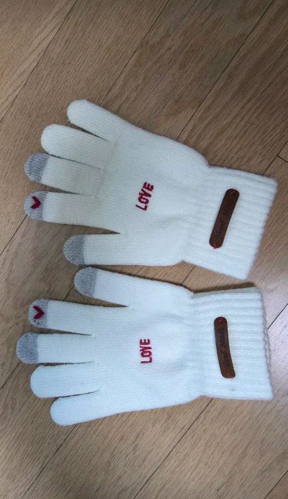 러브 하트 자수 스티치 장갑--3