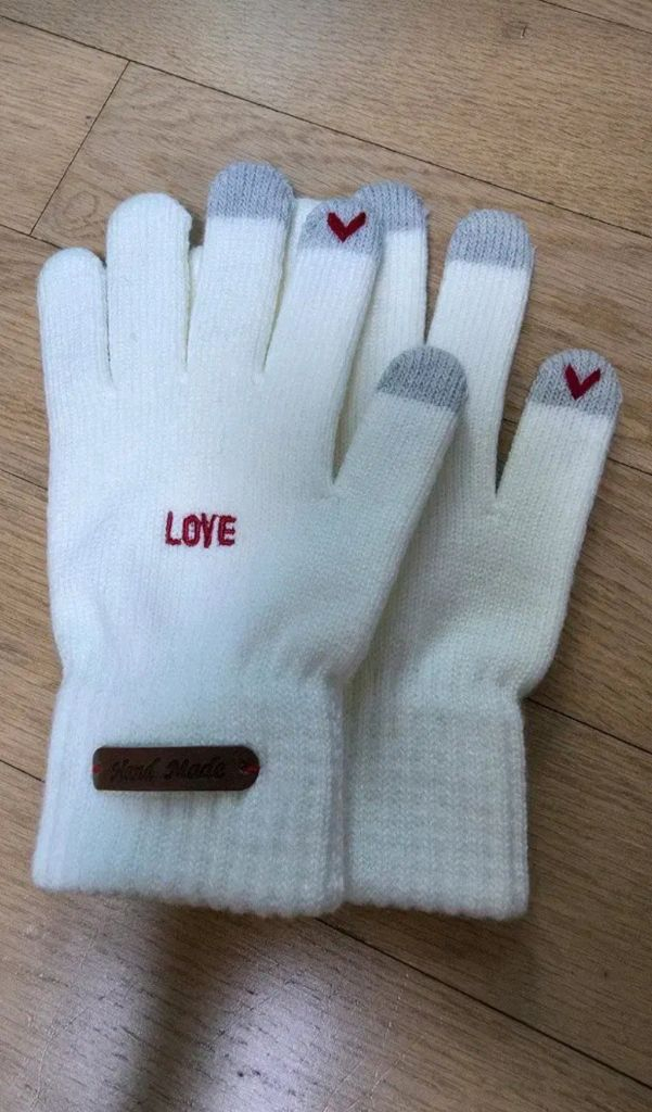 러브 하트 자수 스티치 장갑--5