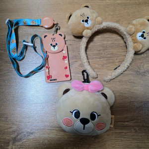 이월드 포포 지갑,비비머리띠,카드목걸이 세트