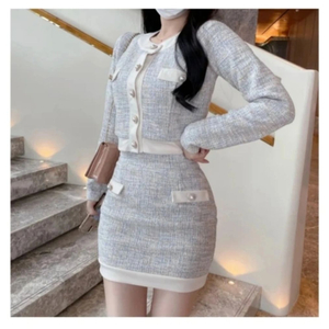 유니콩 트위드 투피스 자켓 스커트 세트 이미지