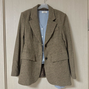 (새상품급) 브라운 체크 울자켓 free size