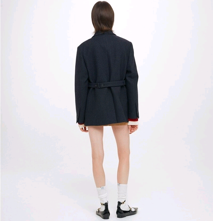 새상품 레이브 오버핏 울 자켓 네이비 S--4