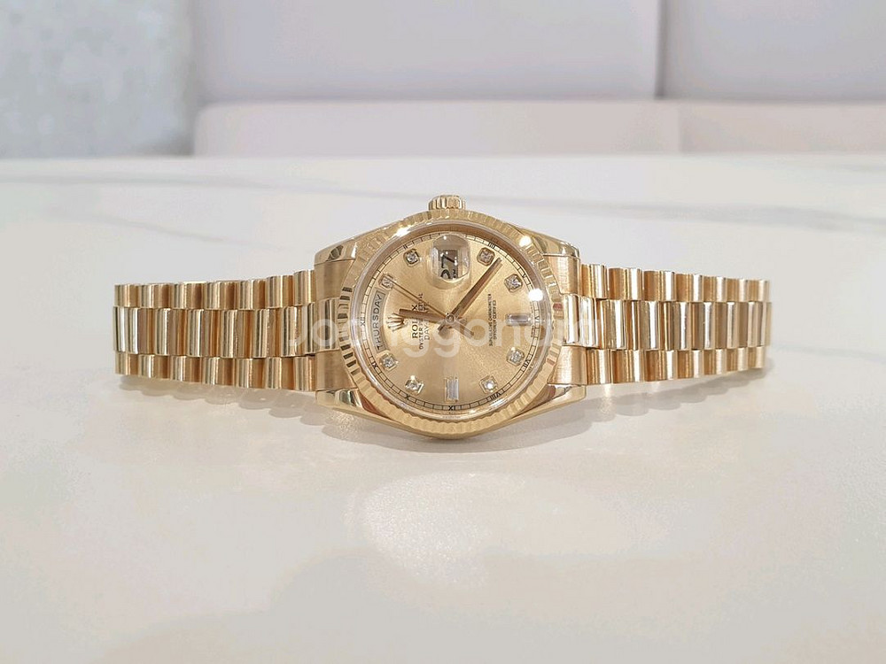 로렉스 데이데이트 118238 샴페인 다이아 금통--1