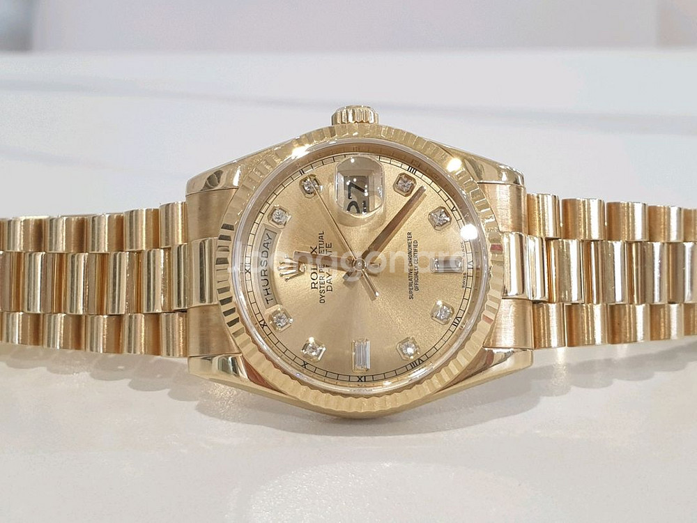 로렉스 데이데이트 118238 샴페인 다이아 금통--2
