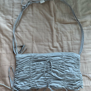 ZARA 자라 여자 블루 러플과 리본장식 숄더 슬링백 가방 이미지