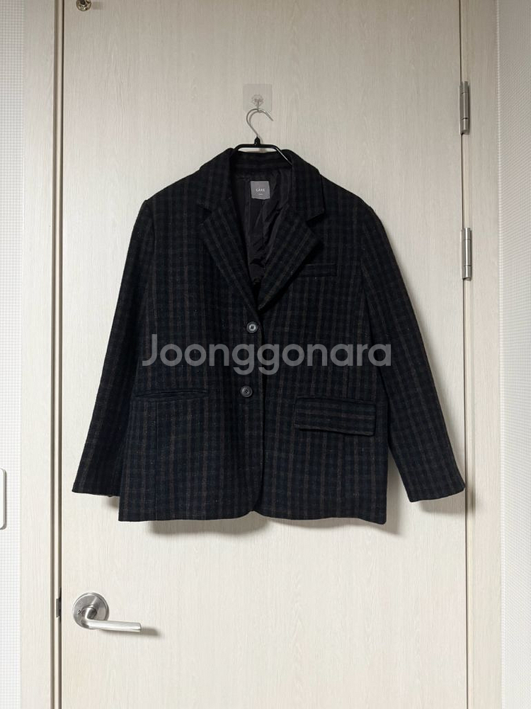 베라엘르 블루브라운 체크 울 자켓 Free--0