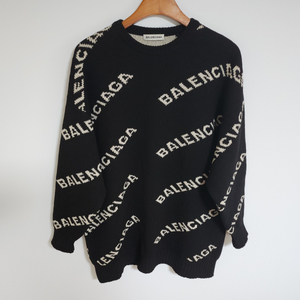 [S] 발렌시아가 블랙 울 멀티로고 여성 오버핏 니트 555273 이미지