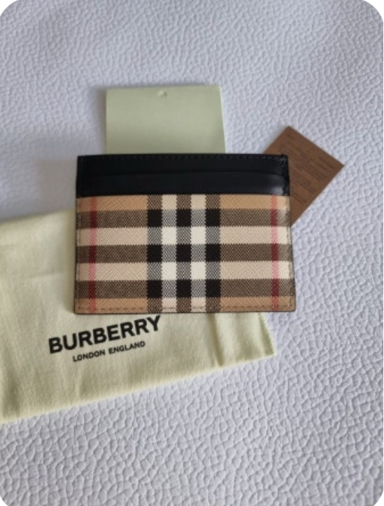 버버리 체크 카드지갑--0