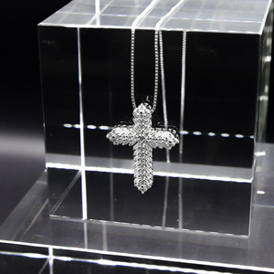 925은 백금 도금 더블레이어 십자가 목걸이