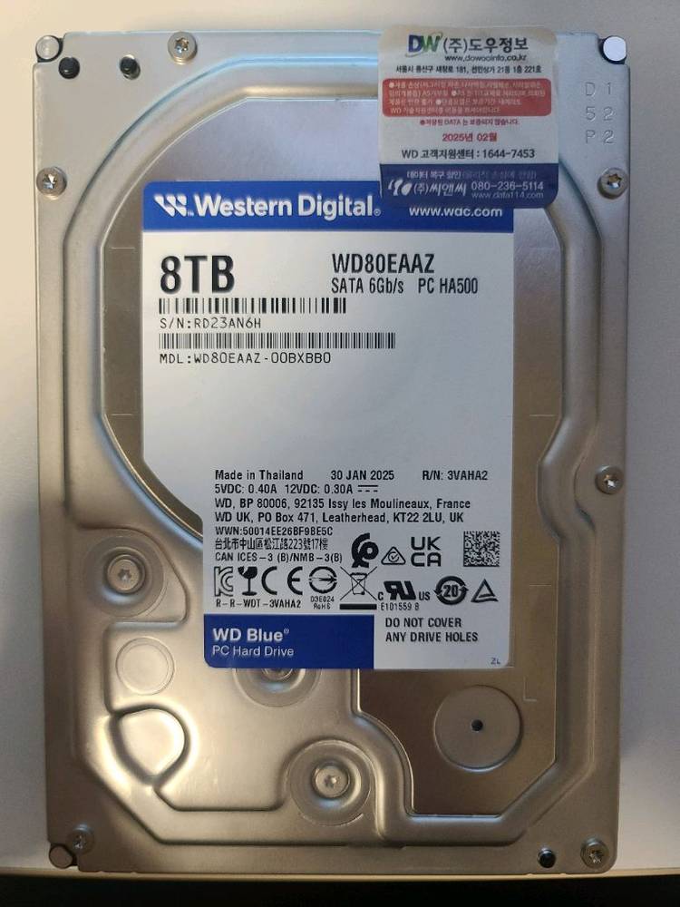 WD 8TB(134시간사용/보증기간유효)--0