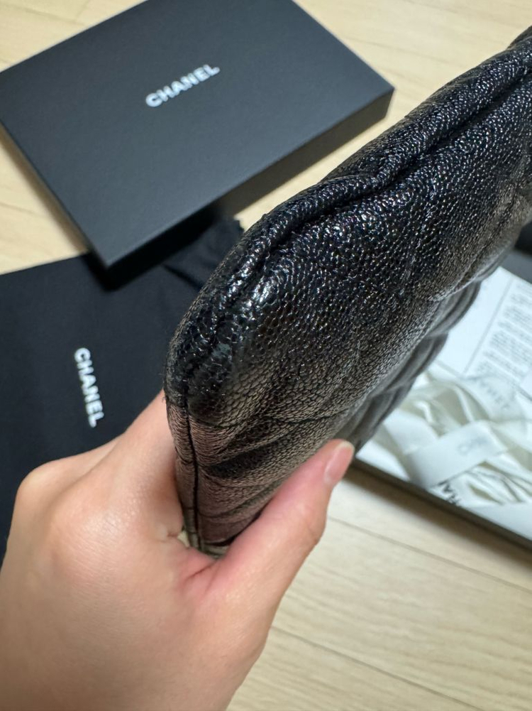 샤넬 보이클러치 미듐 캐비어 블랙--3