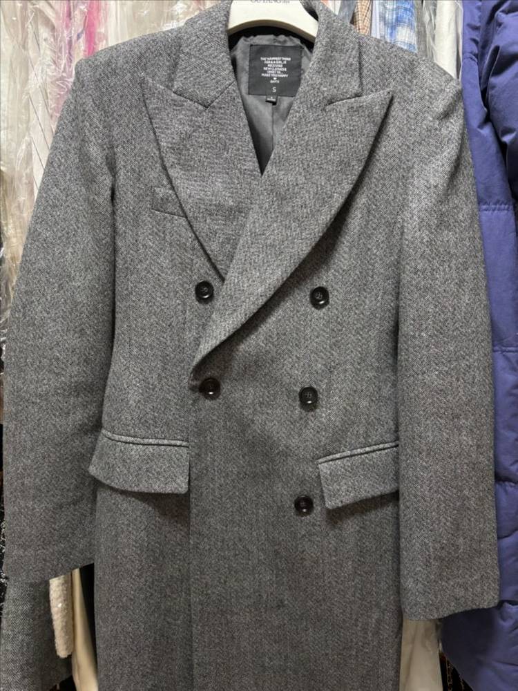그레이 헤링본 더블 롱 코트 새상품--3