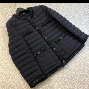 지컷 트위드 구스다운 숏 패딩 거위털 퀼팅 점퍼 자켓 G-cut 타임마인