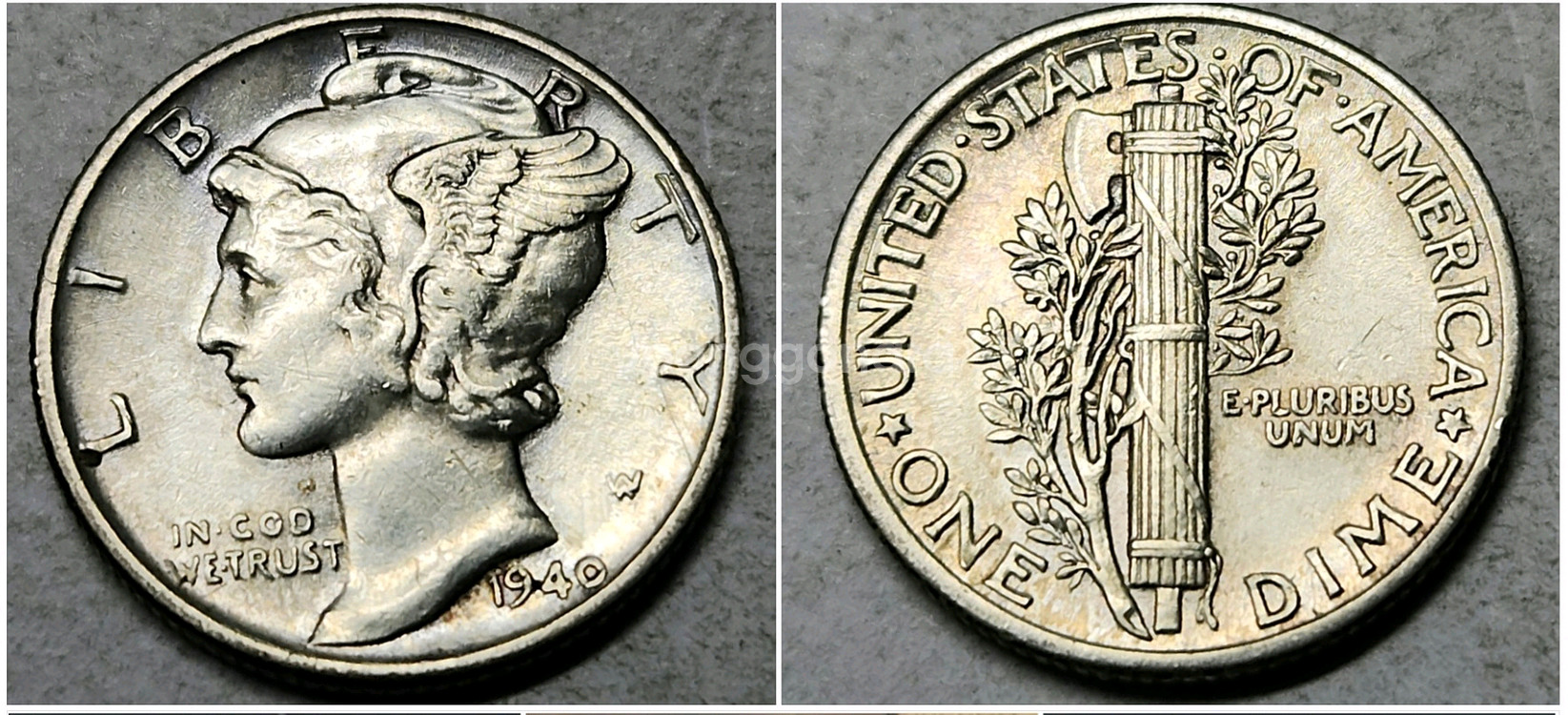 실버90 풀 밴드+스트랩 희귀동전 미국주화 머큐리 다임은화 1940--6