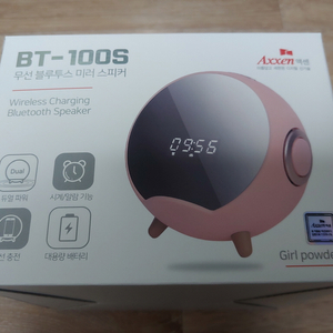 액센 BT-100S 무선 블루투스 미러 스피커 미개봉 새제품 스마트폰 무선충전 화장거울 알람시계 고음질사운드 미개봉