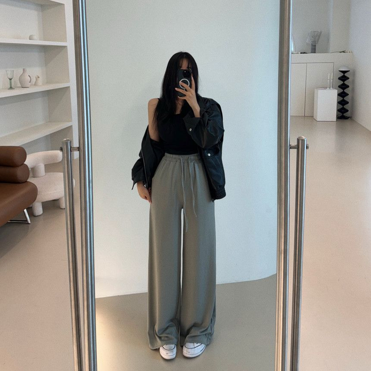 밴딩 와이드 팬츠 새제품--1