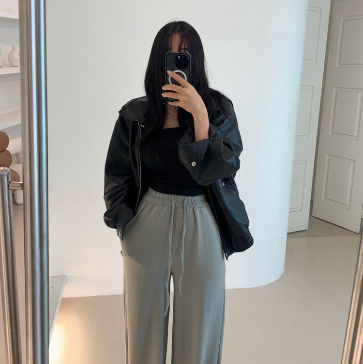 밴딩 와이드 팬츠 새제품--3