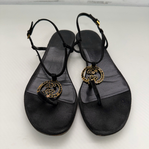 정품) 구찌 블랙 GG 로고 쪼리 샌들 37
