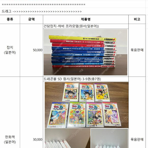 만화책(드래곤볼SD 원서, 원피스 극장판, 열혈강호, 페이트 그랜드오더, 아지랑이