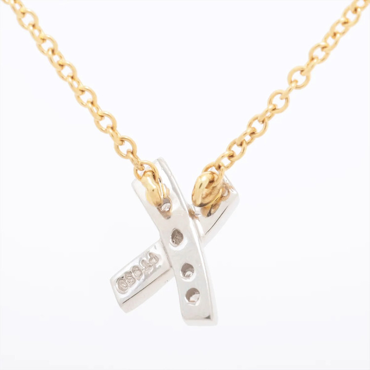 티파니 키싱 9P 천연다이아몬드 티파니앤코 18K 옐로우골드 펜던트 목걸이 2.4g--2