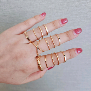 [일괄2만,새상품]골드 레이어드 반지 12개 실반지/목걸이 귀걸이 팔찌 진주 샤넬 스와로브스키 14k 18k 구찌