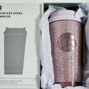 스타벅스 SS 핑크 엘마 라인스톤 텀블러. 473ml. 수량 4개.
