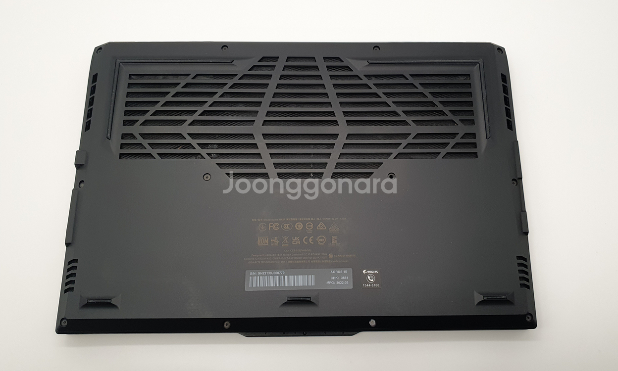 기가바이트 15인치 게이밍노트북 어로스(i7-12th/3070Ti/램32GB/SSD 1TB)--6