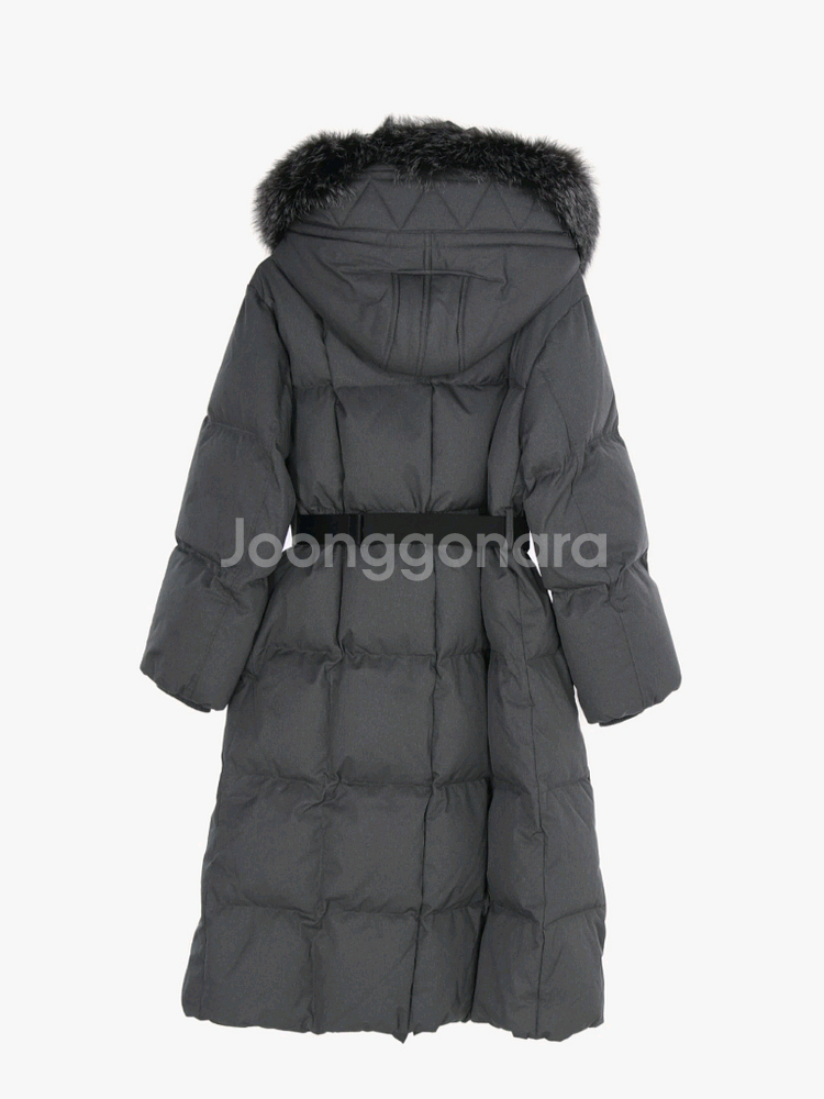 구호 퍼 트리밍 헤비 롱 구스다운 패딩--6