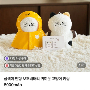 (새상품)삼색이 인형 보조배터리(택포)