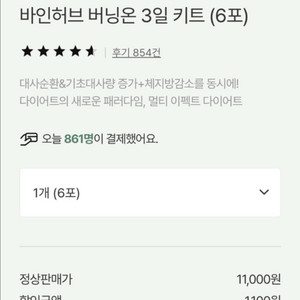 바인허브 버닝온 3일키트 6포