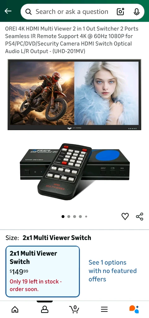 OREI 4K 60Hz HDMI 심리스 멀티 뷰어 UHD-201MV 팝니다. - 안심되는 중고거래