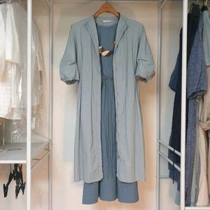 지고트 바스락원단 턱 집업 벨티드 원피스 트렌치