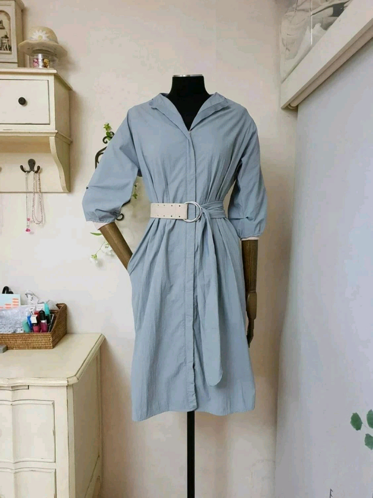 지고트 바스락원단 벨티드 턱 집업 원피스 트렌치 점퍼 바람막이 자켓 이미지