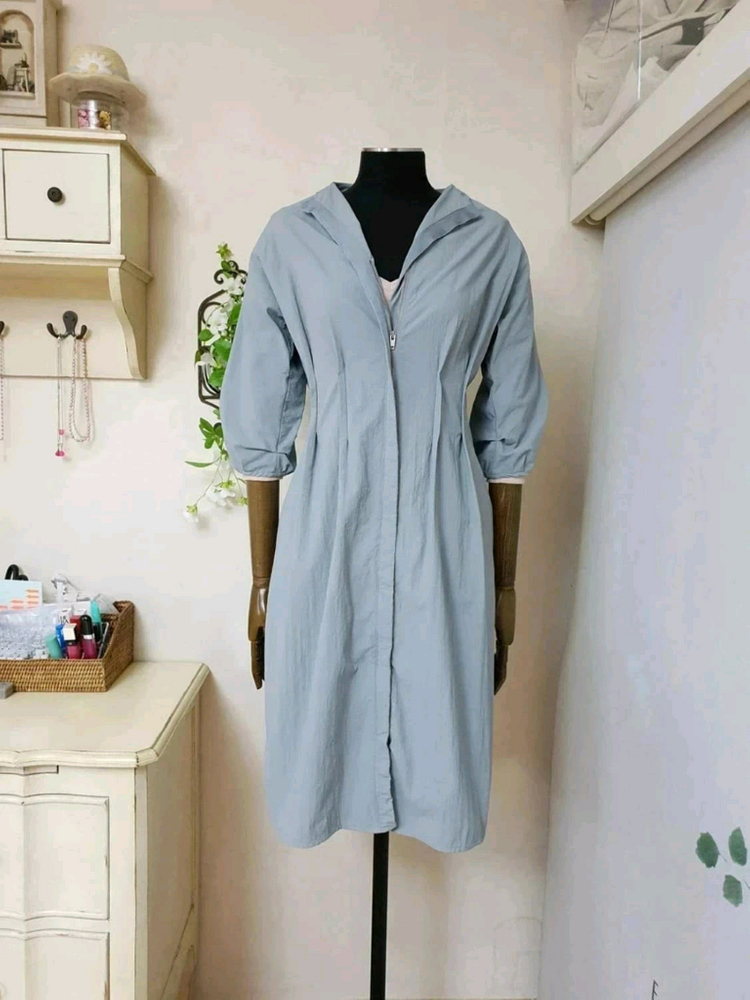 지고트 바스락원단 벨티드 턱 집업 원피스 트렌치 점퍼 바람막이 자켓 이미지