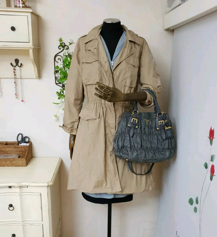 지고트 바스락원단 벨티드 턱 집업 원피스 트렌치 점퍼 바람막이 자켓 이미지