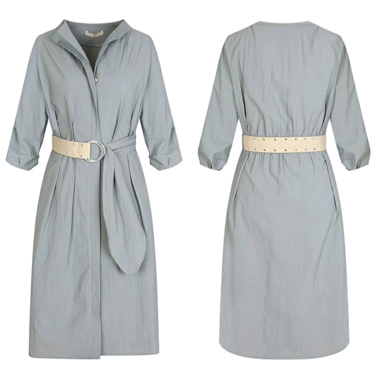 지고트 바스락원단 벨티드 턱 집업 원피스 트렌치 점퍼 바람막이 자켓 이미지